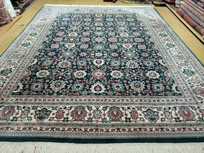 8' X 10' Handmade Indian Oriental Wool Rug Carpet Organic Dye Forest Green Nice - Nuvé