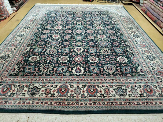 8' X 10' Handmade Indian Oriental Wool Rug Carpet Organic Dye Forest Green Nice - Nuvé