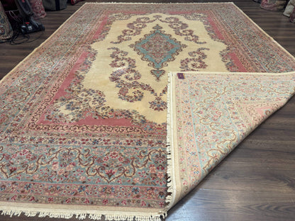 10x14 Karastan Kirman Rug #784 Pastel Ivory Kirman Medallion, Wool Antique Original 700 Series - Nuvé
