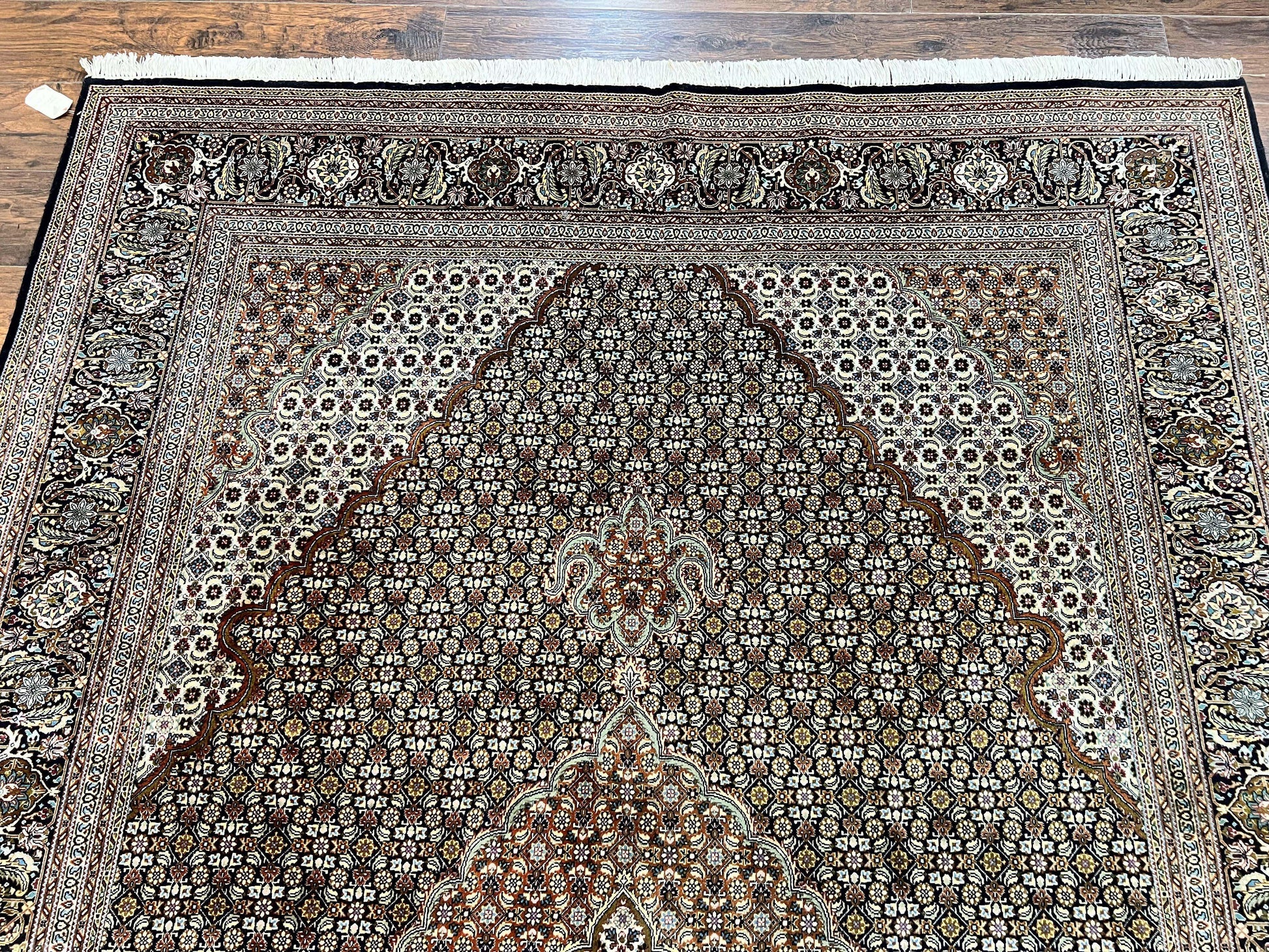 Wonderful Persian Tabriz Rug 7x10 ft, Very Fine 50 Raj 350 KPSI Oriental Carpet, Herati Mahi Pattern, Authentic Hand Knotted Handmade Wool Vintage - Nuvé
