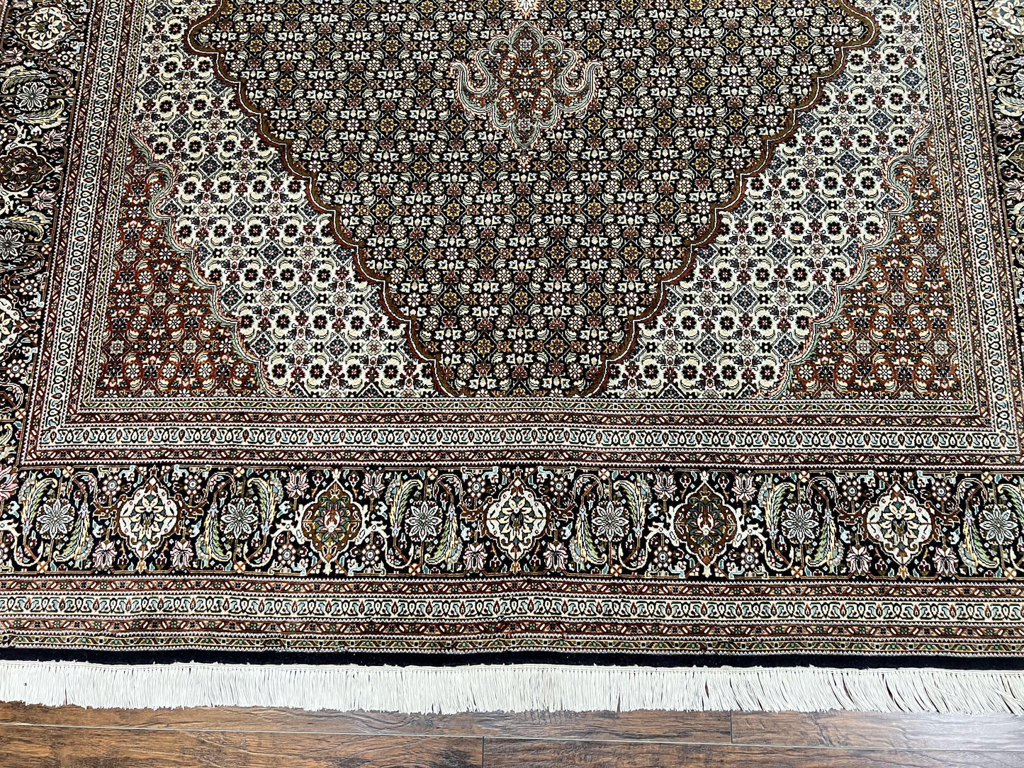 Wonderful Persian Tabriz Rug 7x10 ft, Very Fine 50 Raj 350 KPSI Oriental Carpet, Herati Mahi Pattern, Authentic Hand Knotted Handmade Wool Vintage - Nuvé