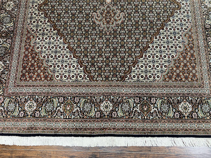 Wonderful Persian Tabriz Rug 7x10 ft, Very Fine 50 Raj 350 KPSI Oriental Carpet, Herati Mahi Pattern, Authentic Hand Knotted Handmade Wool Vintage - Nuvé