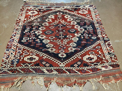 4' X 4' 4" Antique Handmade Turkish Oriental Bergema Wool Veg Dyes Tribal Collectible Rug - Nuvé