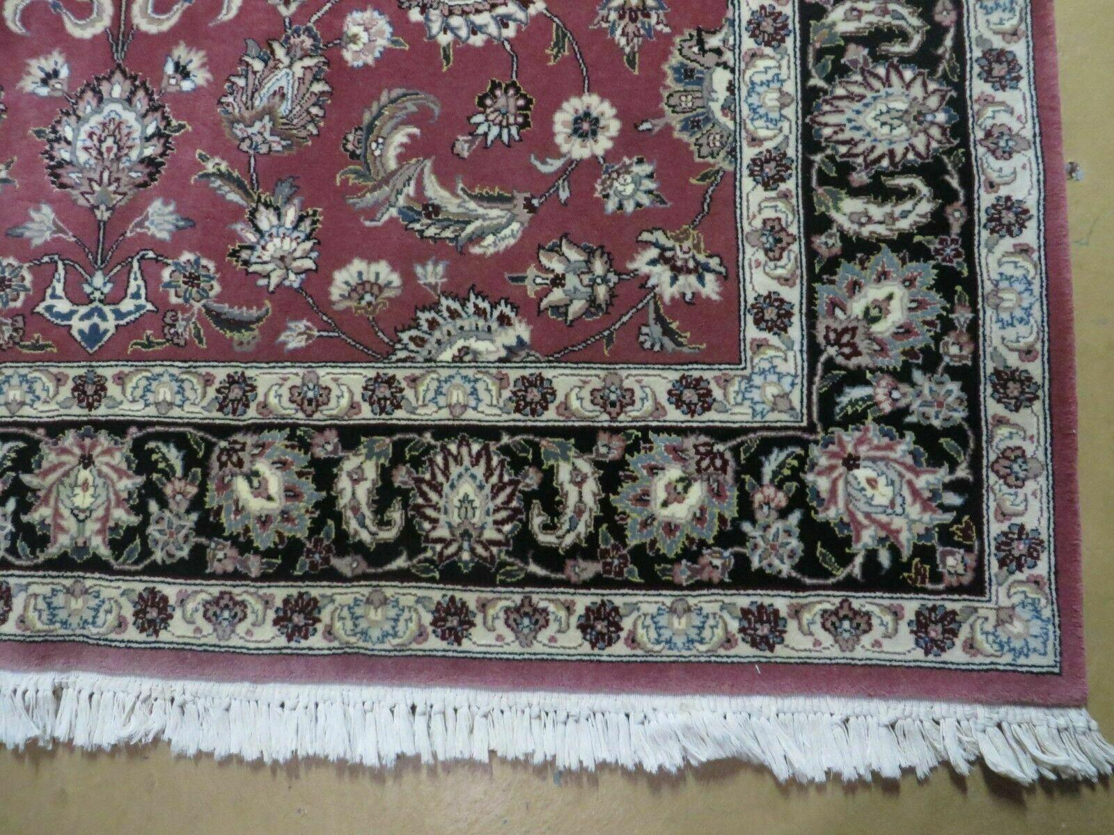 6' X 9' Vintage Handmade Fine India Floral Oriental Silk Accent Wool Rug Carpet - Nuvé