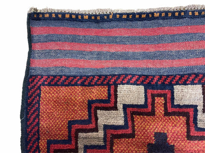 3X5 Vintage Handmade Tribal Wool Rug Balouchi Rug Afghan Rug Red 2' 8" X 4' 8" - Nuvé