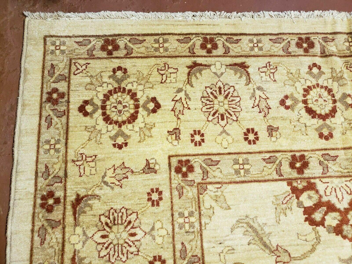 Oushak Rug 10x14 Neutral Colors Handmade Peshawar Wool Carpet Oatmeal Beige - Nuvé