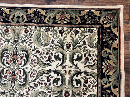 Oriental Rug 8x11, Floral Pattern, Ivory and Black - Nuvé
