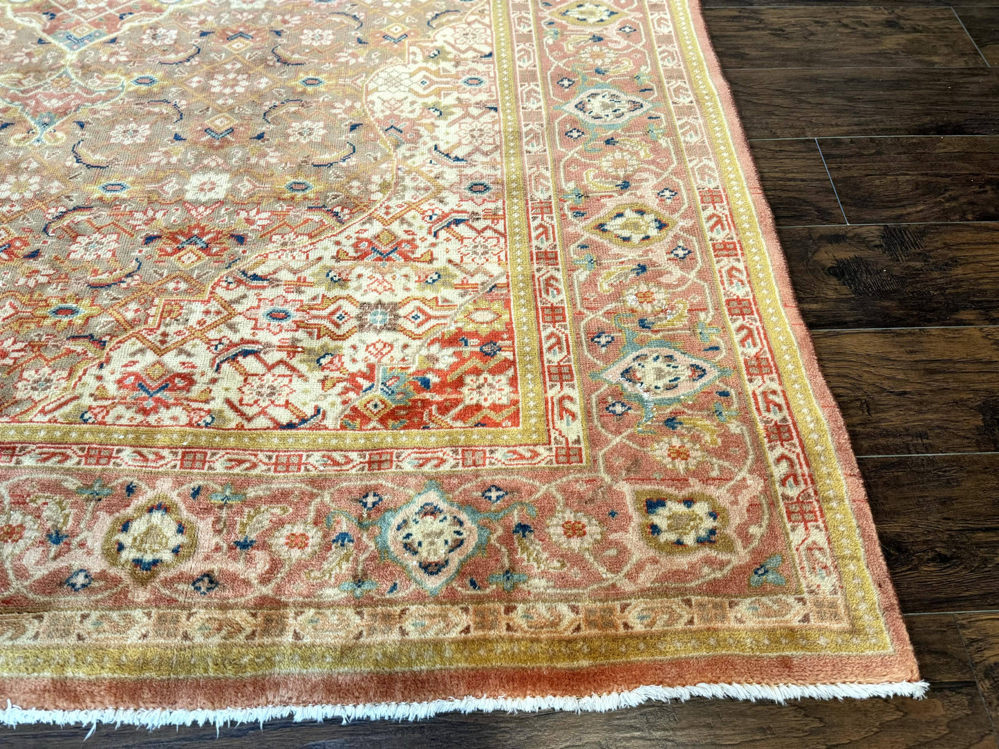Antique Persian Tabriz Khoy Rug 8x10, Handmade Wool Carpet, Light Green Beige, Vintage Rug for Modern Home - Nuvé