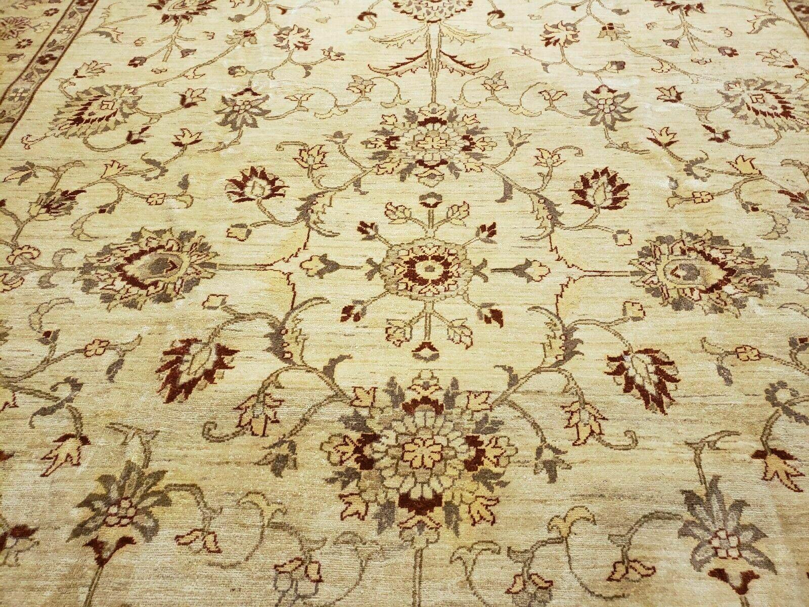 Oushak Rug 10x14 Neutral Colors Handmade Peshawar Wool Carpet Oatmeal Beige - Nuvé