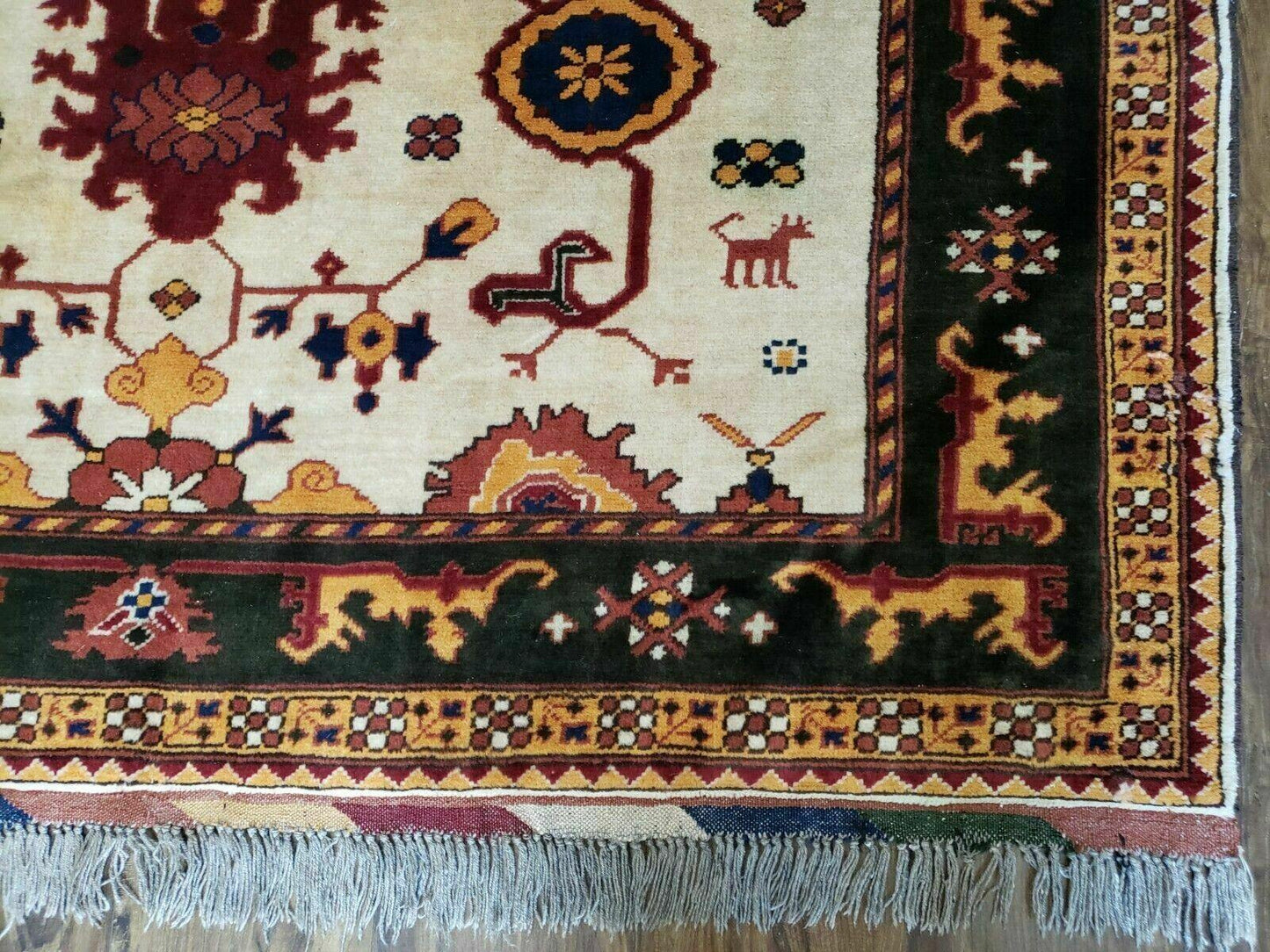 5' X 6' Vintage Handmade Knotted Turkish Kazak Pattern Wool Rug Bohemian Boho Interior Design - Nuvé