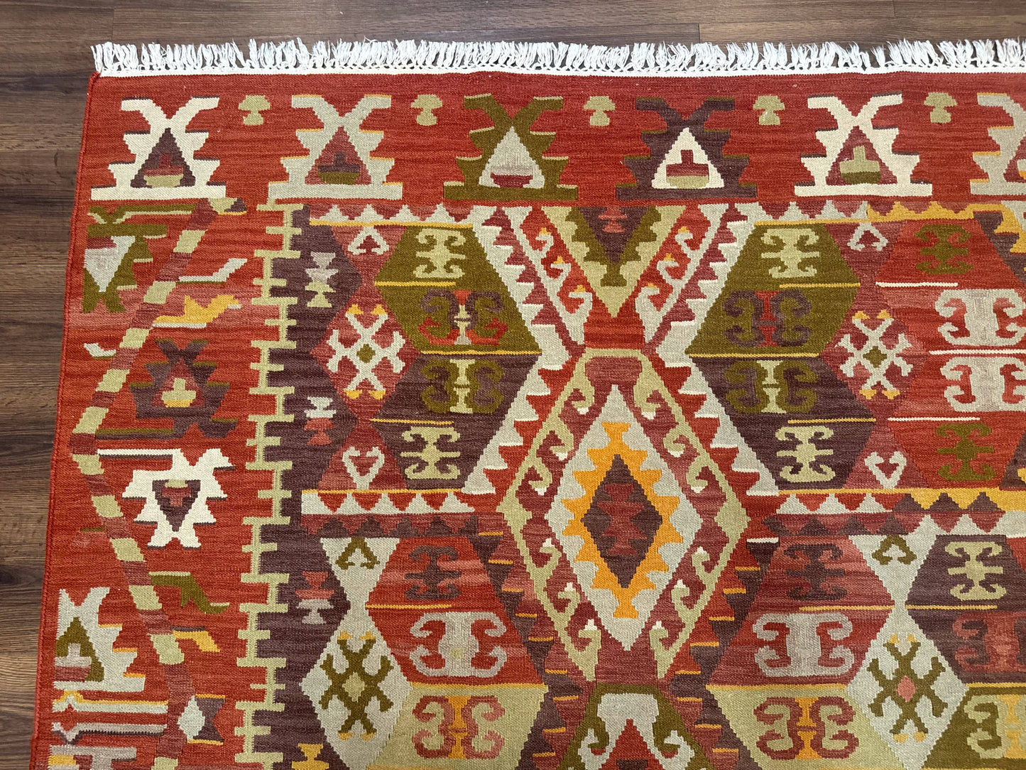 Turkish Kilim Rug 8x10, Geometric Design, Large Kilim Carpet - Nuvé