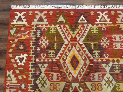 Turkish Kilim Rug 8x10, Geometric Design, Large Kilim Carpet - Nuvé