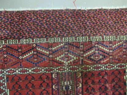 Antique Turkoman Rug 4x5, Ensi Hatchli Tekke Wool Rug - Nuvé
