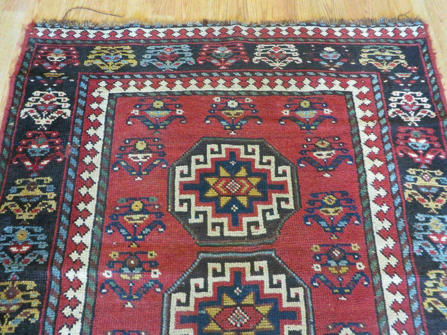 3' 3" X 10' Hand-Knotted Antique Handmade Caucasian Kazak Wool Runner Rug - Nuvé