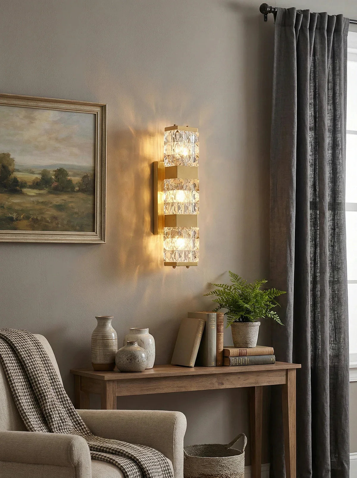 Dacio Golden Luxury Crystal Wall Lamp