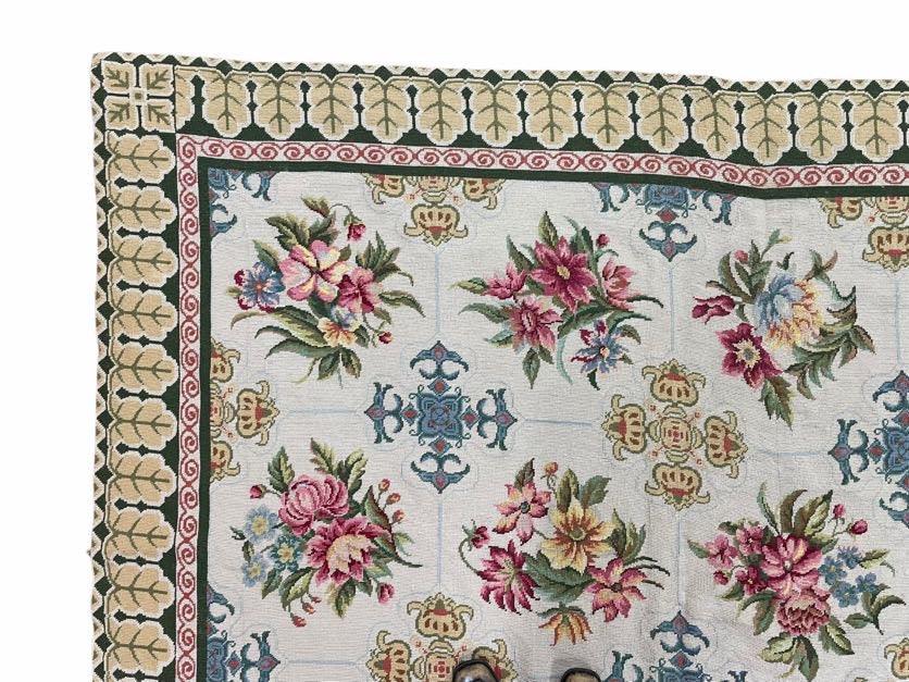 Hand-Knotted Needlepoint Carpet 6x9, Ivory/Cream Background, Colorful Flowers, Yellow Border, Aubusson Rug 6 x 9, New, Handmade - Nuvé