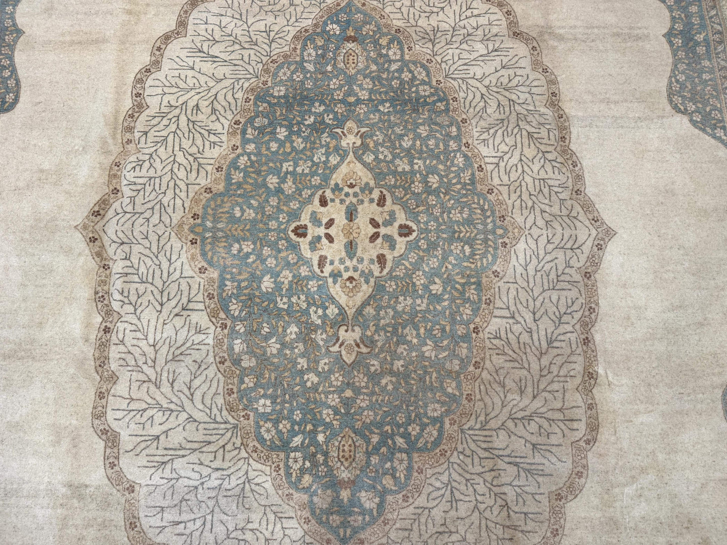 Palace Size Pak Persian Rug 12x18, Haji Jalili Design, Pakistani Carpet, Oat and Light Blue, Fine 260 KPSI - Nuvé