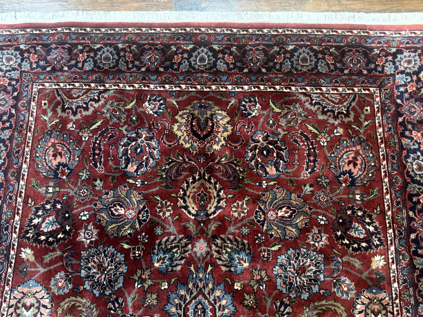Indo Persian Rug 5x7, Vintage Traditional Floral Carpet, Burgundy and Navy Blue - Nuvé