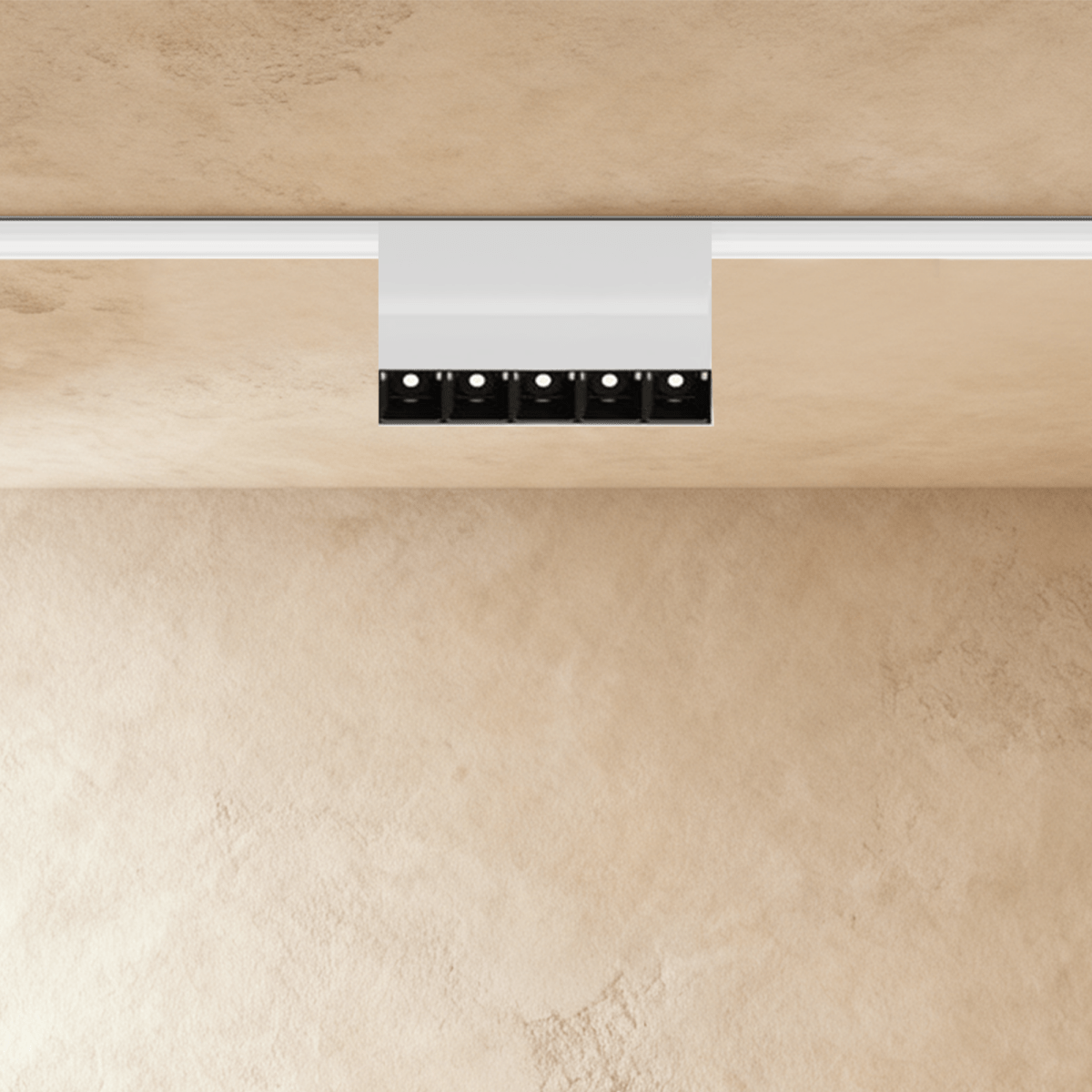 Dawn Track Light System by Residence Supply featuring adjustable spotlight heads mounted on a sleek track for modern lighting.
