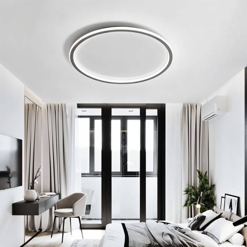 Modern Dayira ceiling light by Residence Supply featuring a sleek, circular design with frosted glass shade and metal finish.