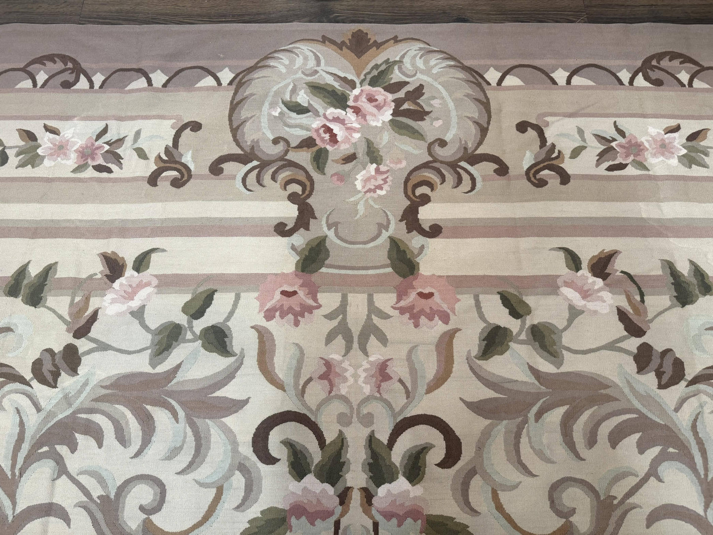 Palace Sized Aubusson Rug 13 x 20, Flatweave Aubusson Weave, Oversized Rug, European French Elegant Design - Nuvé