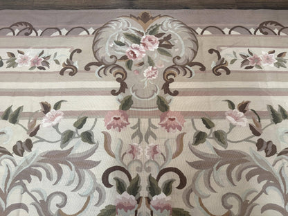 Palace Sized Aubusson Rug 13 x 20, Flatweave Aubusson Weave, Oversized Rug, European French Elegant Design - Nuvé