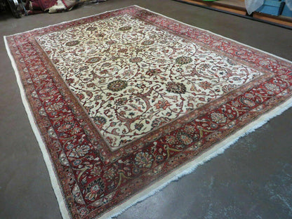 7' X 10' Vintage Handmade India Floral Oriental Wool Rug Hand knotted Carpet - Nuvé