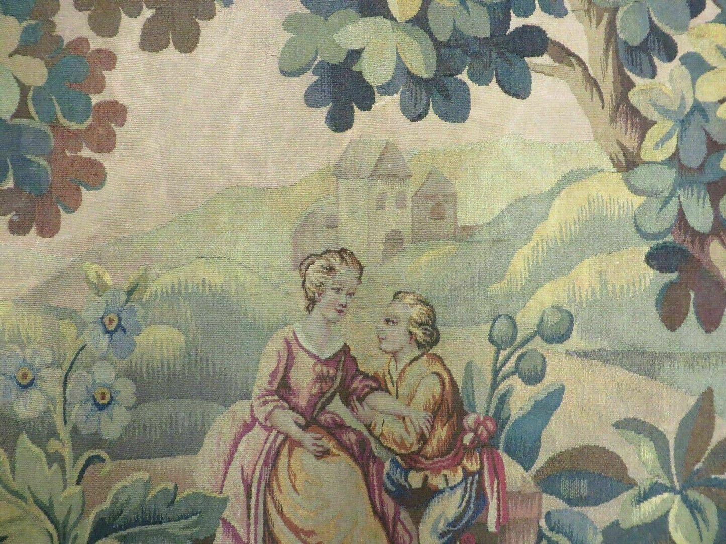 Antique French Tapestry 5x6 French Handmade Aubusson Nature One Of A Kind Rare - Nuvé