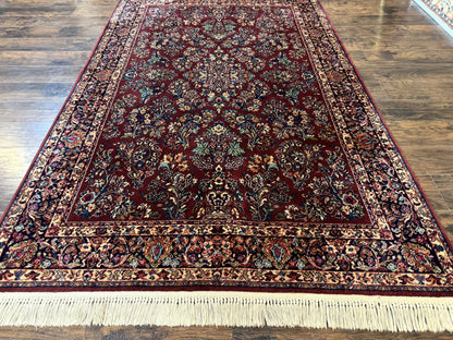 5.9 x 9 Karastan Rug Red Sarouk Rug #785, 100% Wile Pile Carpet, Original 700 Series, Vintage - Nuvé
