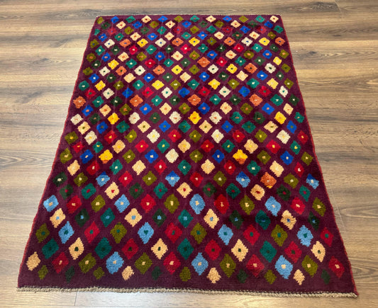 Balouch Rug 3x5, Afghan Rug, Purple-Maroon, Multicolor, Tribal Rug - Nuvé