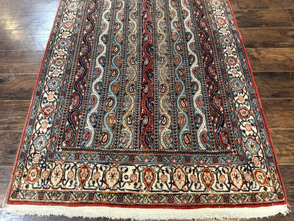 Persian Qum Rug 4x7, Striped Paisley Boteh Design - Nuvé