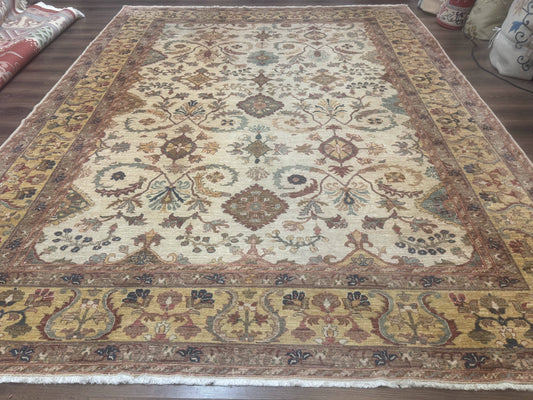 Egyptian Rug 9x12, Mahal Sultanabad Carpet, Handmade Wool Rug, Oatmeal Color - Nuvé