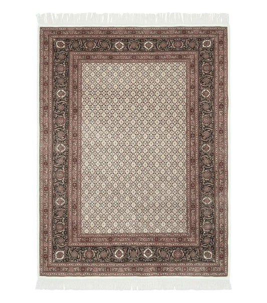 Vintage Persian Tabriz Rug 5x7, Beige and Green, Hand Knotted Handmade Wool Oriental Carpet 5 x 7 ft, Allover Pattern, Traditional Rug, Medium Size