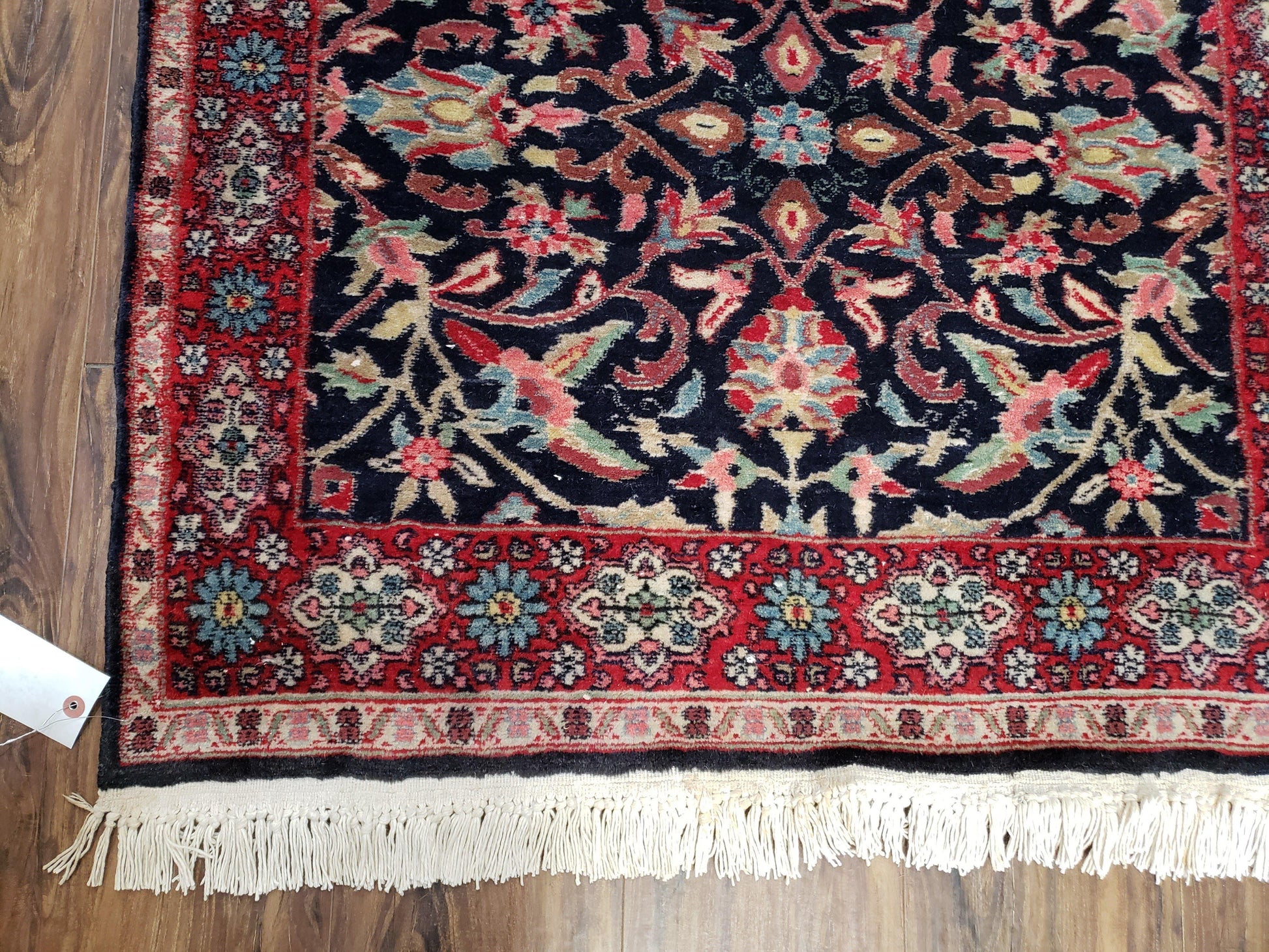 Antique Persian Sarouk, Wool, Hand-Knotted, Blue & Red, 3'1" x 5'3" - Nuvé