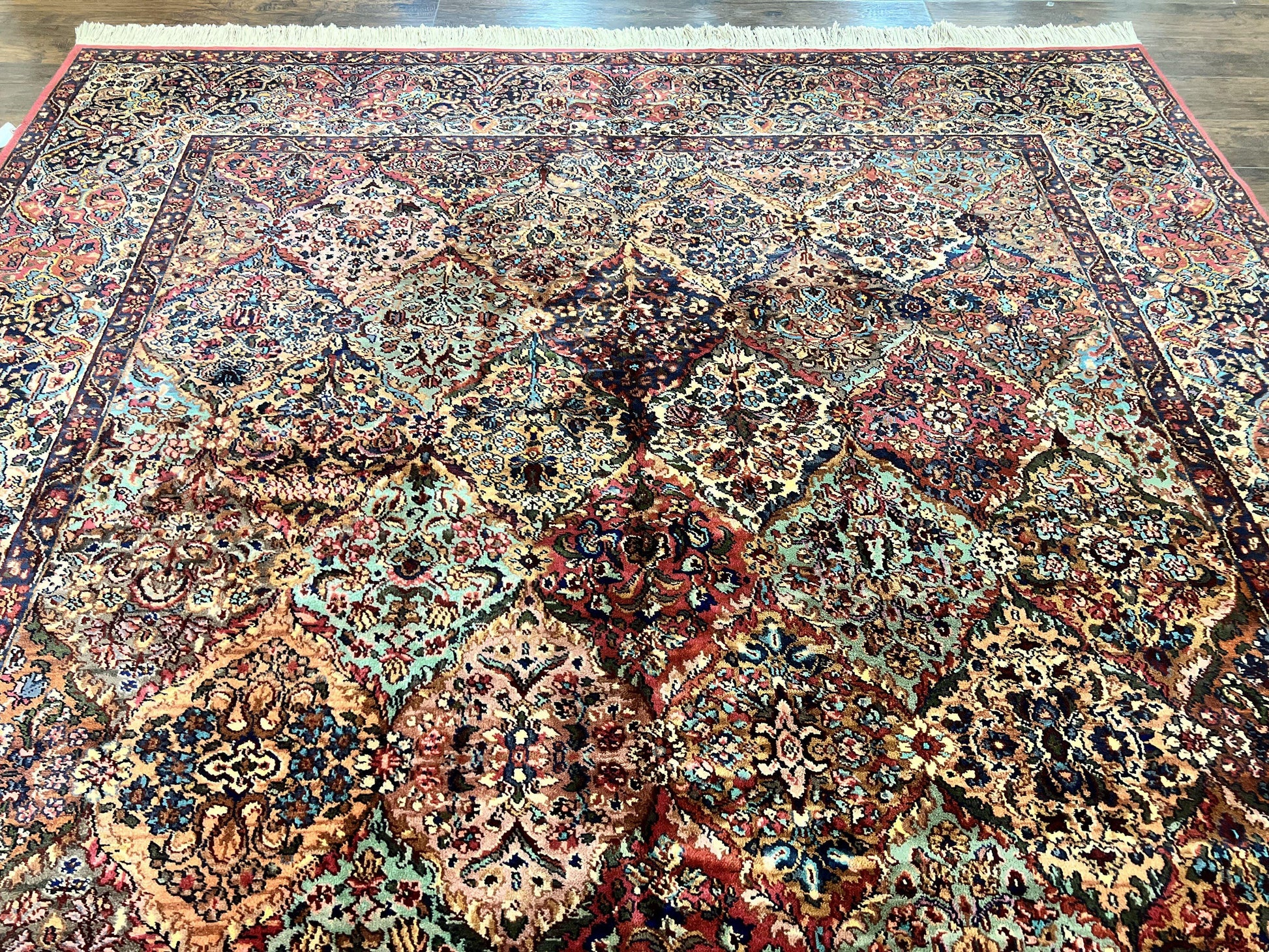 Karastan Multicolor Panel Kirman Rug #717, Wool Karastan Rug 8' 8" x 12', Vintage Multipanel Kirman, Original Karastan Collection 700 Series - Nuvé