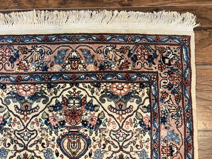 Sino Persian Runner Rug 2.8 x 14, Hand Knotted Vintage Oriental Hallway Rug, 14ft Runner, Cream, Floral, Wool - Nuvé