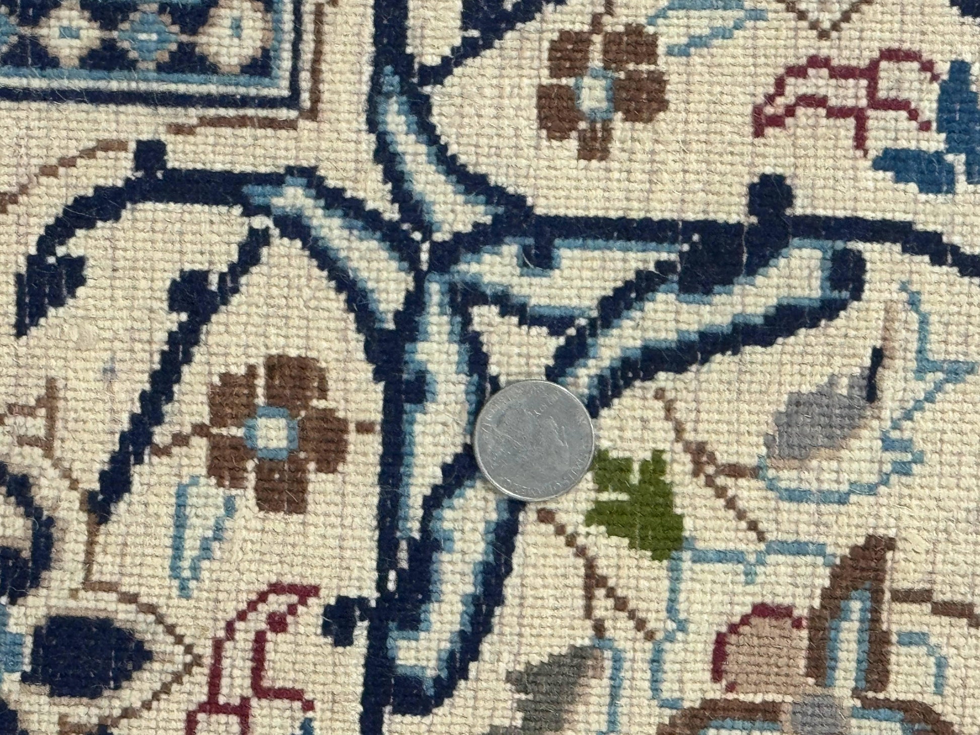 Persian Nain Rug 8x11, Wool and Silk Highlights, Burgundy & Ivory - Nuvé