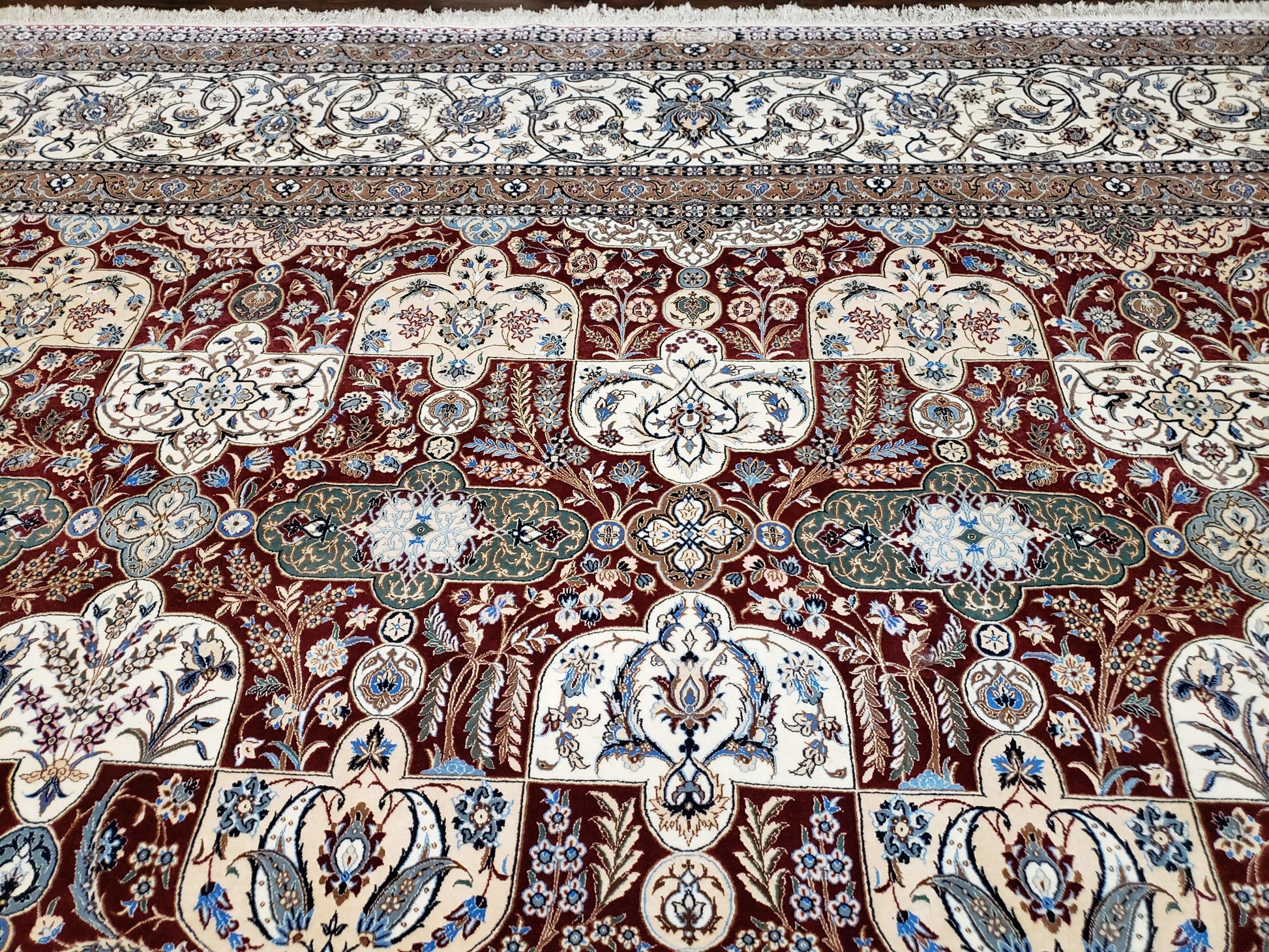 Persian Nain Rug 11x15 – Wool on Silk, Hand-Knotted, Signed Masterpiece - Nuvé