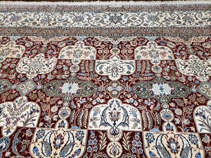 Persian Nain Rug 11x15 – Wool on Silk, Hand-Knotted, Signed Masterpiece - Nuvé