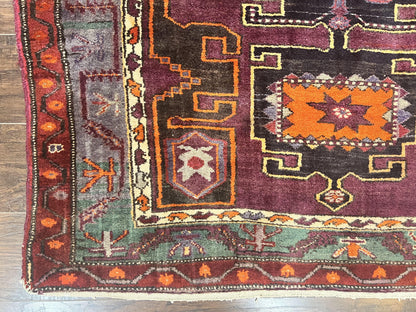 Persian Tribal Rug 5x6, Persian Nahavand Rug, Purple, Geometric Vintage Wool Handmade Carpet - Nuvé