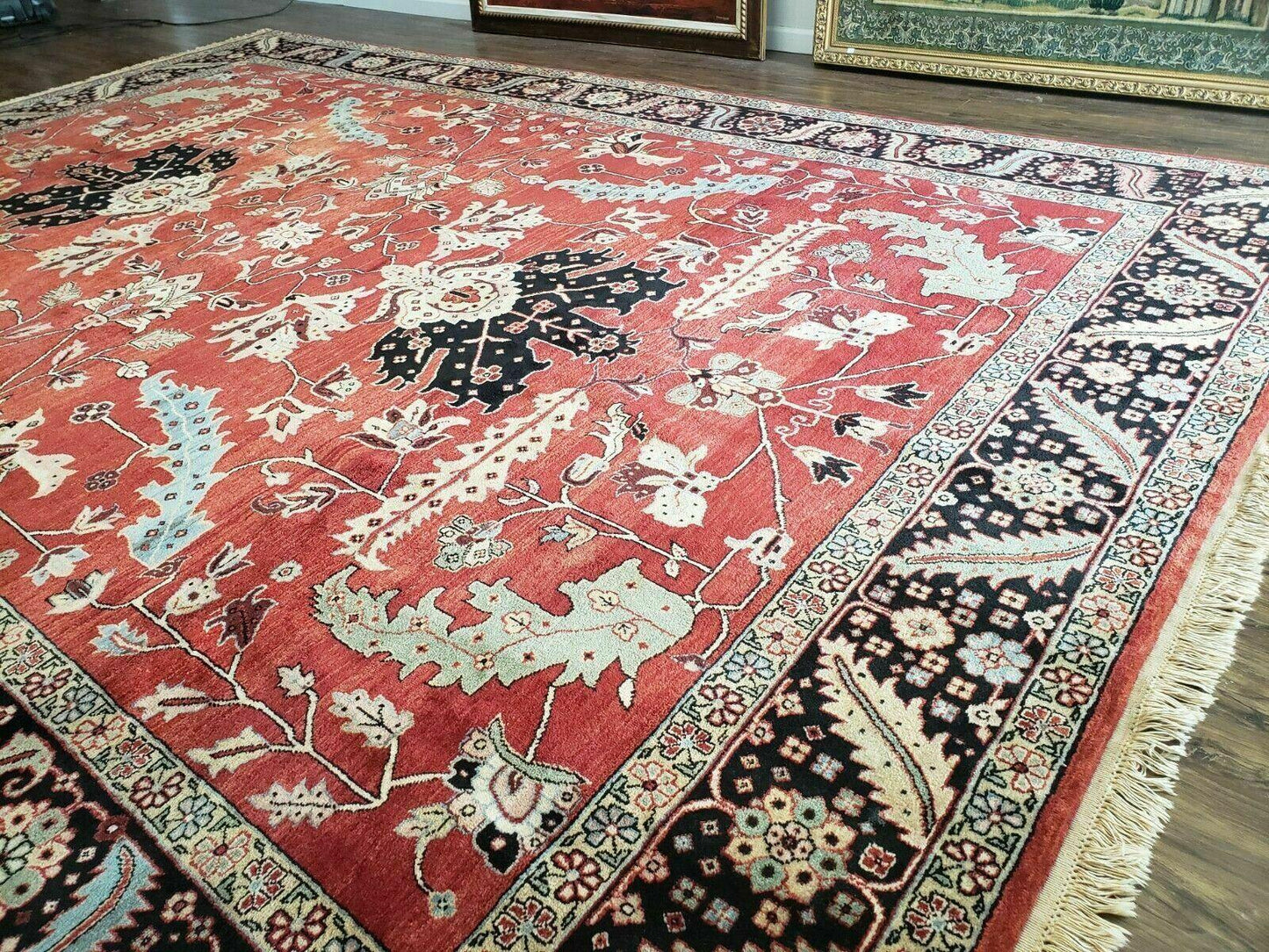 10' X 14' Vintage Hand Made Turkish Wool Rug Carpet Red Black Hand Knotted Nice - Nuvé