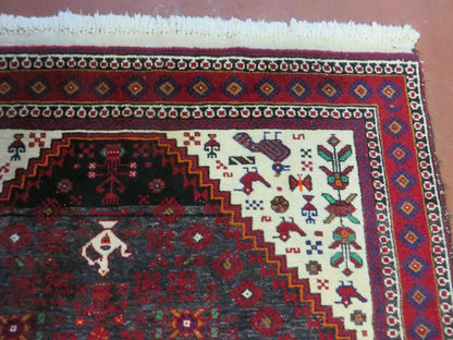 4' X 7' Vintage Handmade Indian Jaipur Rug Bird Carpet - Nuvé