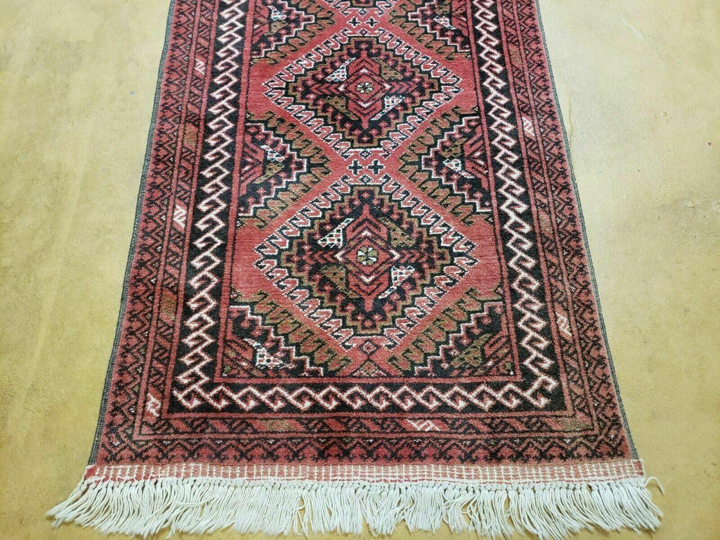 2' 5" X 9' Vintage Handmade Bokhara Red Turkoman Pakistani Wool Runner Rug Organic - Nuvé