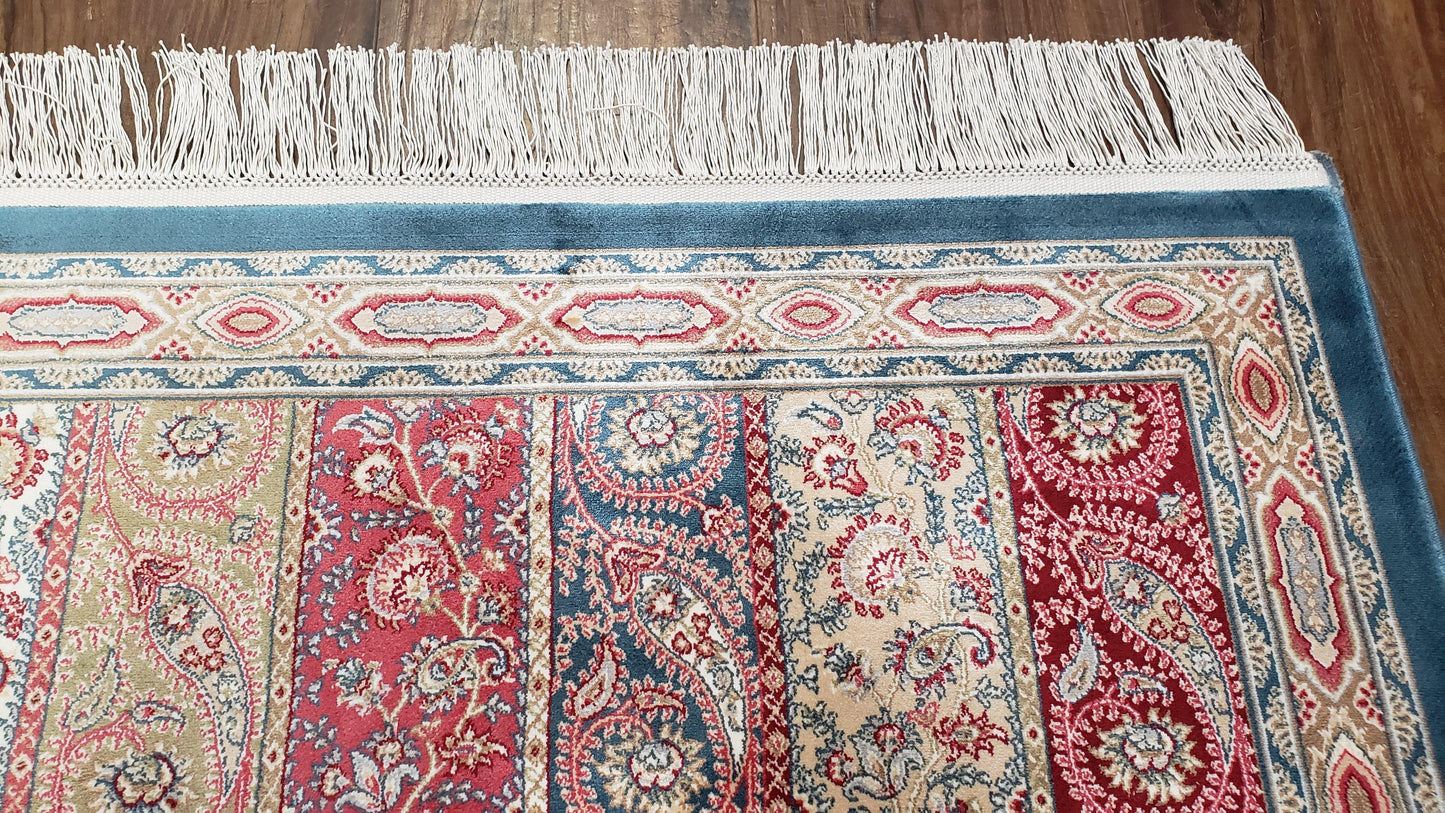 Paisley Pattern Silk Rug, Boteh Design, All Silk Accent Rug, Oriental Carpet, Very Detailed, 2' 8" x 4' 1", New, Bamboo Silk - Nuvé