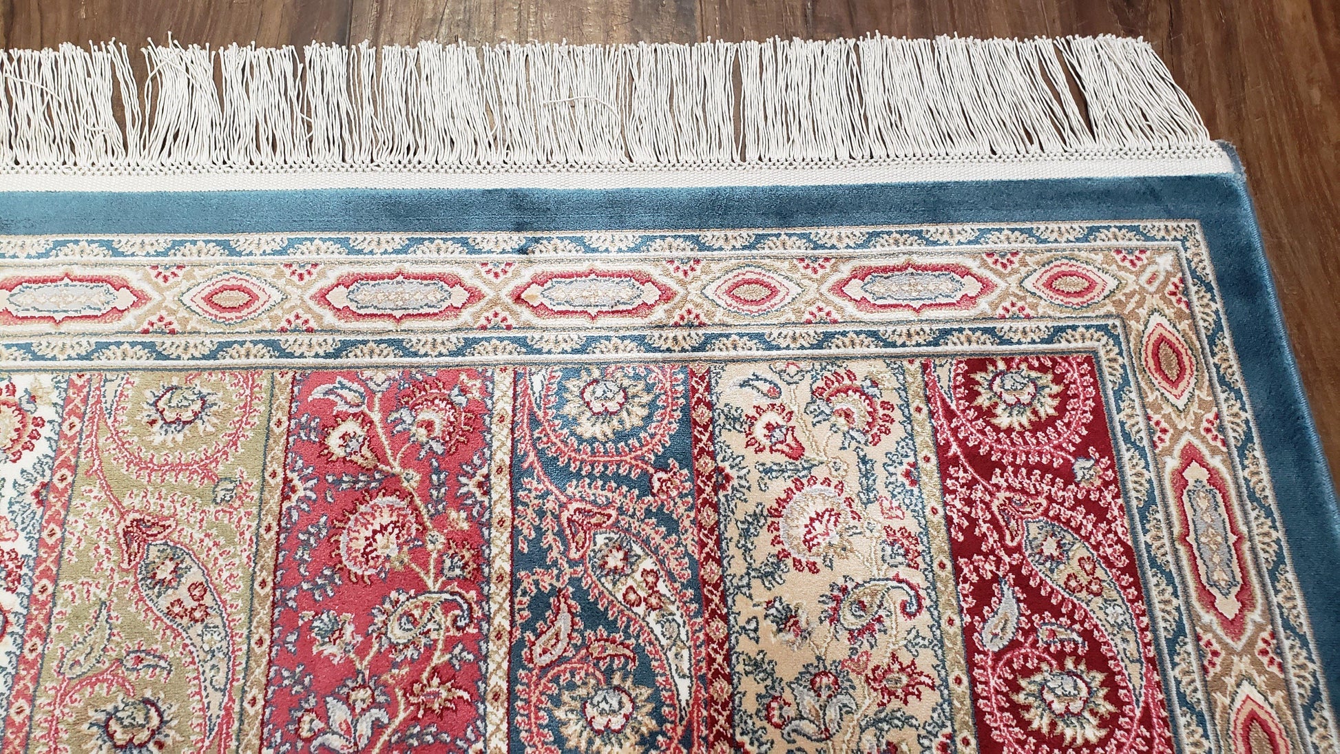 Paisley Pattern Silk Rug, Boteh Design, All Silk Accent Rug, Oriental Carpet, Very Detailed, 2' 8" x 4' 1", New, Bamboo Silk - Nuvé