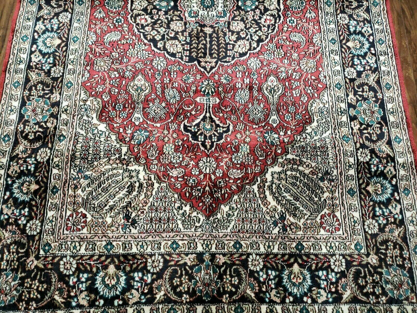 3' X 5' Vintage Fine Handmade India Oriental Kashmir Silk Rug 400 KPSI Wow - Nuvé