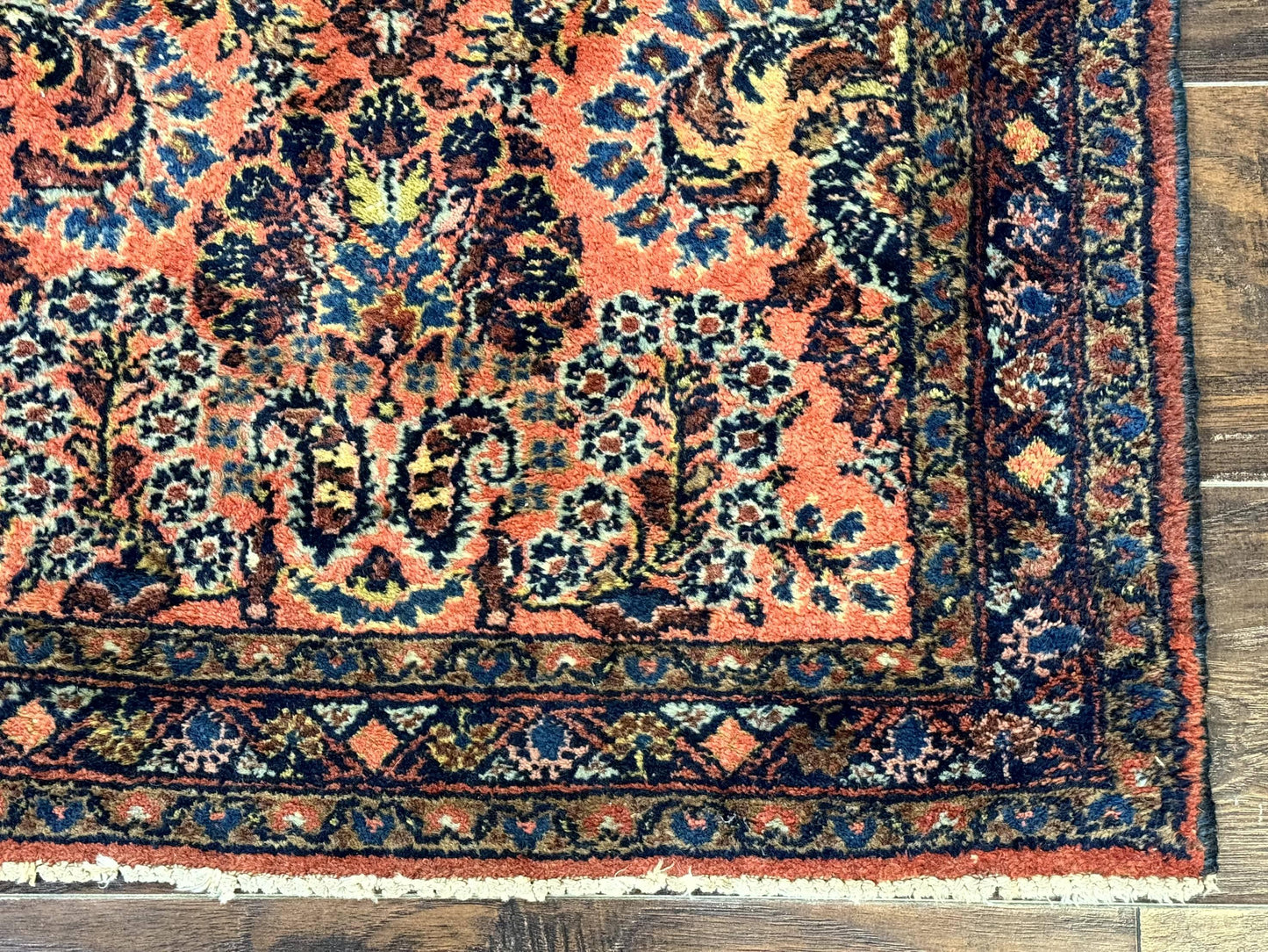Antique Persian Lilihan Rug 2x4, Red, Floral, Wool, Handmade Lilian Persian Carpet - Nuvé