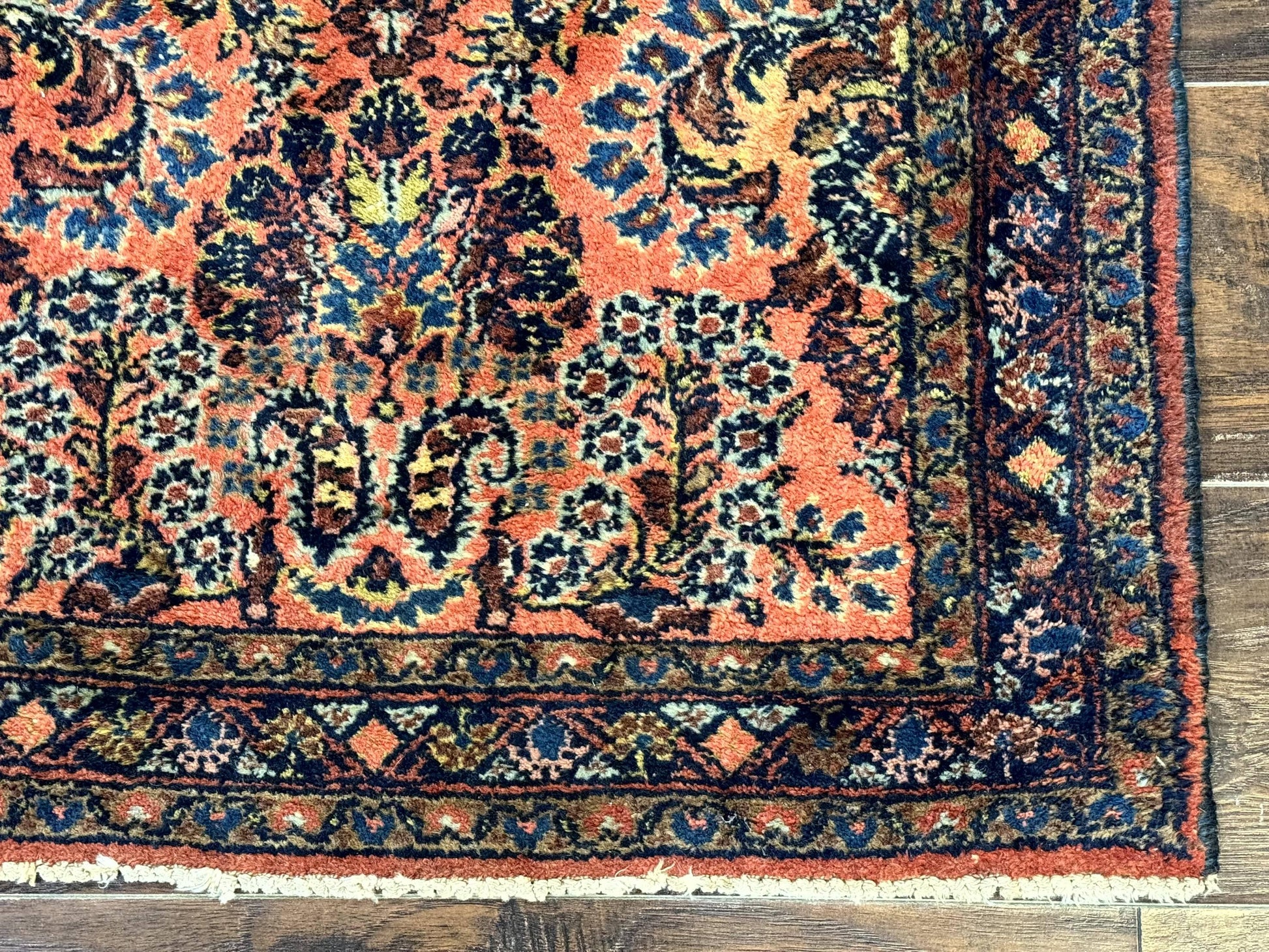 Antique Persian Lilihan Rug 2x4, Red, Floral, Wool, Handmade Lilian Persian Carpet - Nuvé