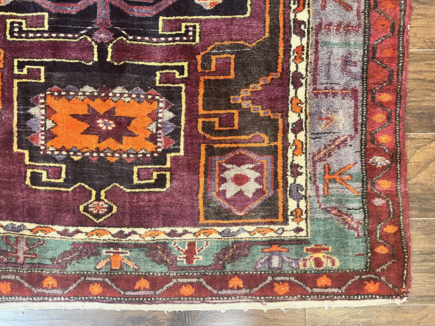 Persian Tribal Rug 5x6, Persian Nahavand Rug, Purple, Geometric Vintage Wool Handmade Carpet - Nuvé