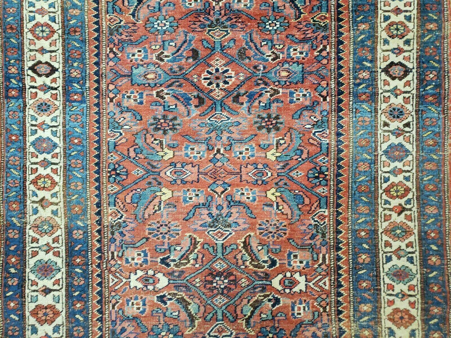 3' 8" X 11' Antique Handmade Turkish Wool Rug Veg Dye Runner Nice Rusted Red - Nuvé